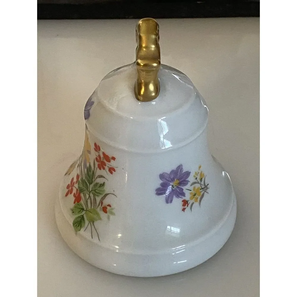 Vintage Bernardaud Limoges Porcelain Bell With Flower Motif Made In France‎ GUC